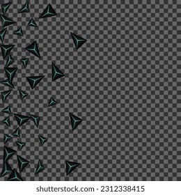 Blue Neon Crystal Background Transparent Vector. Onyx Facet Futuristic. Triangle Cover Card. Dark Decorative Backdrop.