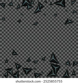 Blue Neon Crystal Background Transparent Vector. Obsidian Facet Glossy. Triangular Geometry Texture. Onyx Nice Illustration.