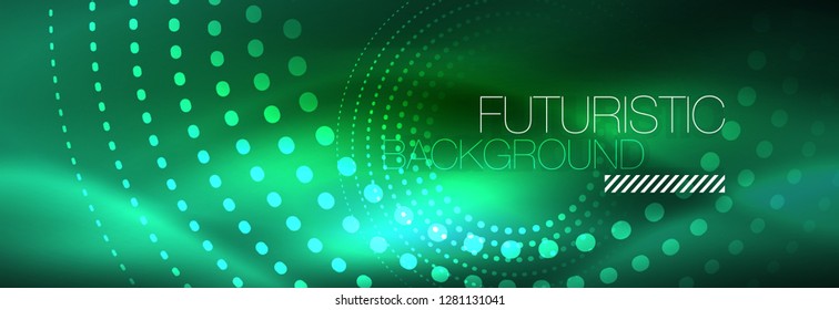 Antecedentes abstractos de los círculos de neón azul, energía tecnológica, ilustración vectorial