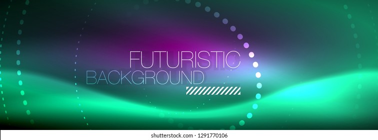 Antecedentes abstractos de los círculos de neón azul, energía tecnológica, ilustración vectorial