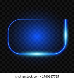 Blue neon effect, abstract border, bright frame isolated, vector illustration.
