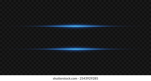 Efectos de neón azul, rayo láser de luz. Ilustración vectorial