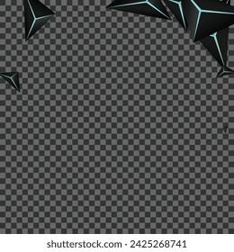 Vector transparente de fondo de faceta de neón azul. Efecto de cristal oscuro. Textura futurista prismática. Plantilla de forma de obsidiana.