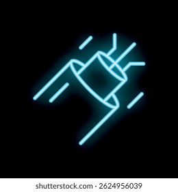 Cabo de fibra óptica de neon azul que transfere dados em alta velocidade