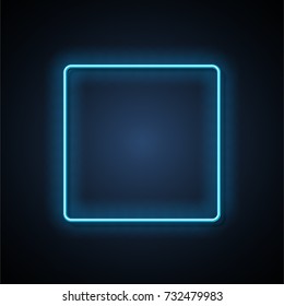 Blue neon frame background. Vector illustration.