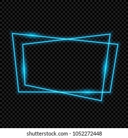 Blue neon frame, isolated, vector illustration.