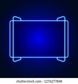 Blue neon frame on dark background, vector illustration.