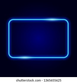 Blue neon frame on dark background, vector illustration.