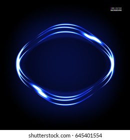 Blue neon frame on a dark background, vector abstract illustration. 