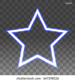Blauer Neonrahmen auf transparentem Hintergrund, Vektorgrafik abstrakter Art.