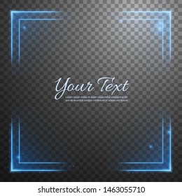 Blue neon frame sign, Template design element. Vector Illustration