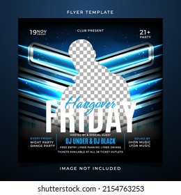 Blue Neon Friday Night Party Flyer Template