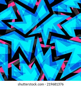 blue neon geometric seamless pattern