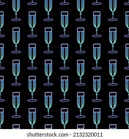 Blue neon glass seamless pattern. Vector design.