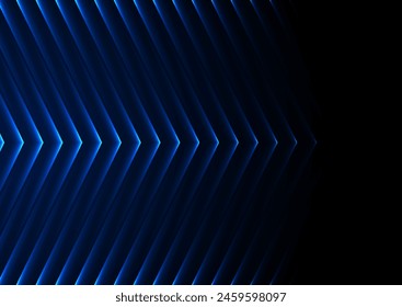 Blue neon glowing arrows technology abstract background. Futuristic laser graphic vector design