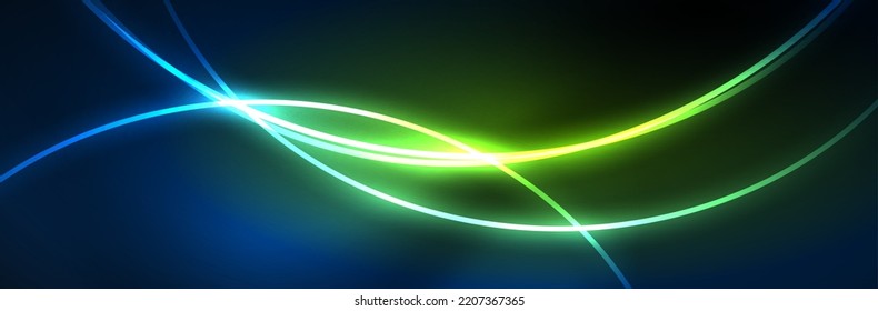 Blue neon glowing lines, magic energy space light concept, abstract background wallpaper design