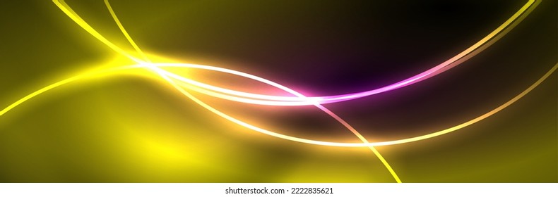Blue neon glowing lines, magic energy space light concept, abstract background wallpaper design
