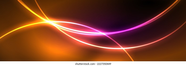 Líneas brillantes de neón azul, concepto de luz espacial mágica, diseño de fondo abstracto de fondo de fondo
