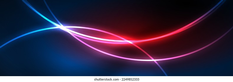 Blue neon glowing lines, magic energy space light concept, abstract background wallpaper design