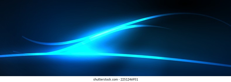 Blue neon glowing lines, magic energy space light concept, abstract background wallpaper design