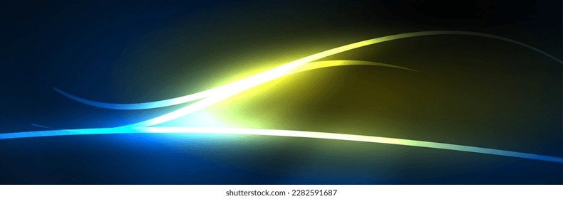 Líneas brillantes de neón azul, concepto de luz espacial mágica, diseño de fondo abstracto de fondo de fondo