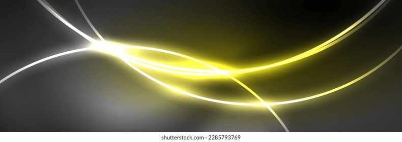 Blue neon glowing lines, magic energy space light concept, abstract background wallpaper design