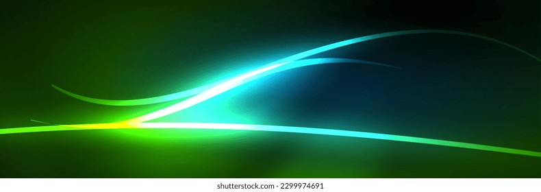 Líneas brillantes de neón azul, concepto de luz espacial mágica, diseño de fondo abstracto de fondo de fondo