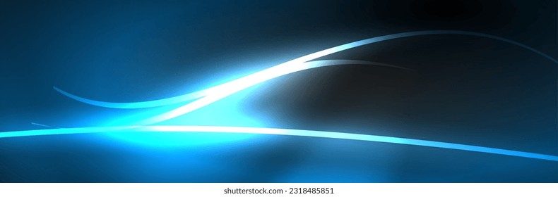 Blue neon glowing lines, magic energy space light concept, abstract background wallpaper design