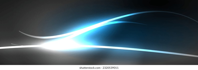 Blue neon glowing lines, magic energy space light concept, abstract background wallpaper design