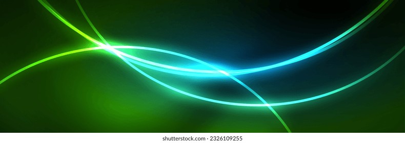 Líneas brillantes de neón azul, concepto de luz espacial mágica, diseño de fondo abstracto de fondo de fondo