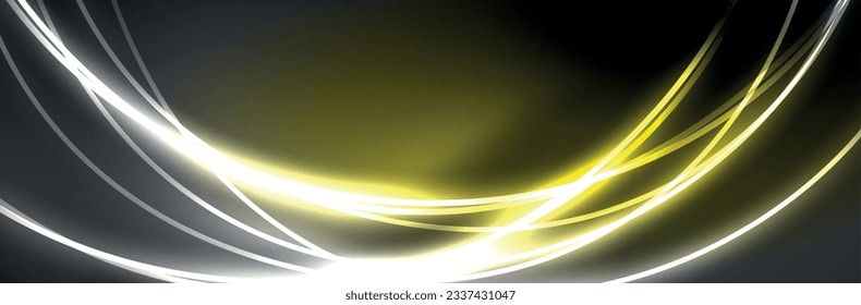 Líneas brillantes de neón azul, concepto de luz espacial mágica, diseño de fondo abstracto de fondo de fondo