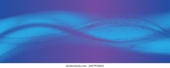 Blue neon halftone pattern with raster texture. Pop art retro synthwave, rave, vapor wave with dot pattern. Vector vintage illustration