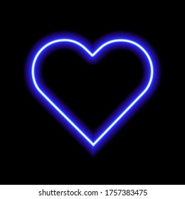 Blue neon heart. Luminous element for your design.