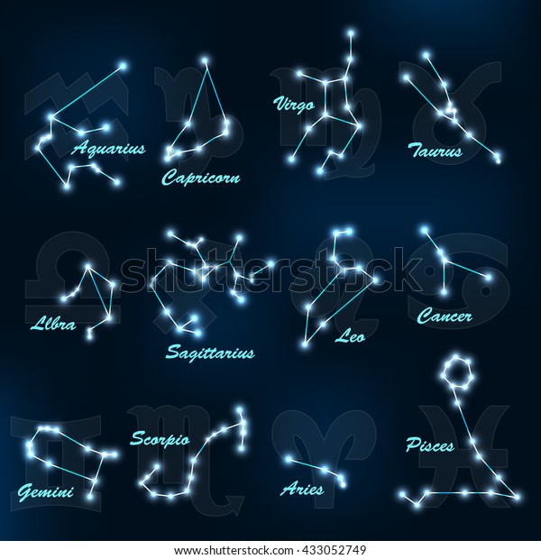 星座の星座を持つ青いネオン星座 星座セット 獅子座 さそり座 てん