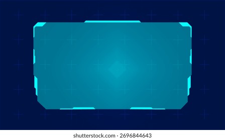 Blue Neon HUD Frame Vector - Futuristische Technologie Interface Layout
