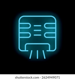 Blue neon icon of an air conditioner blowing cold air, perfect for representing cooling systems