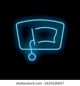 Icono de neón azul de un limpiaparabrisas del coche, que brilla intensamente sobre un fondo negro