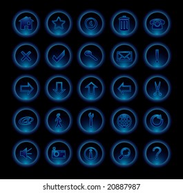 blue neon icons
