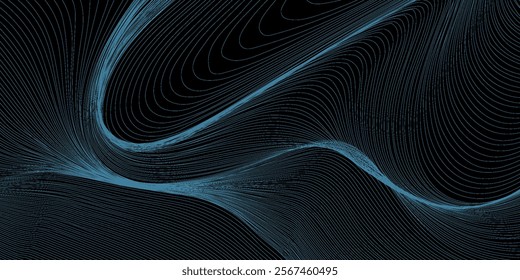 Blue neon illustration background with soft and elegant waves. Premium design for wallpaper, banner, poster.