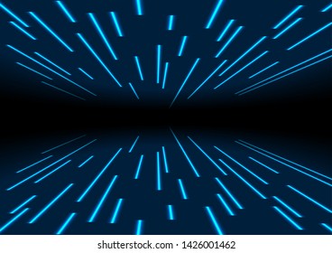 Las líneas de trazas láser de neón azul abstraen el fondo de alta tecnología. Diseño de vectores