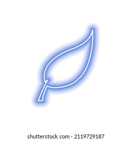 Blue neon leaf outline from a tree isolated on white