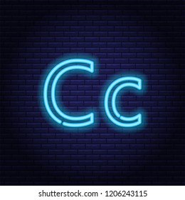 Blue neon letters, font on dark blue background. Vector illustration of eps 10.