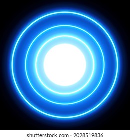 Blue neon light circles, abstract background, vector illustration in EPS10 format