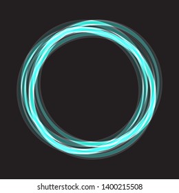 Blue neon light circles. Shining round techno frames collection. Blue neon abstract background with glow. Vector illustration.