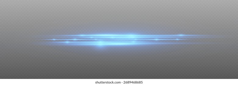Efeitos de luz de néon azul. Em um fundo transparente.