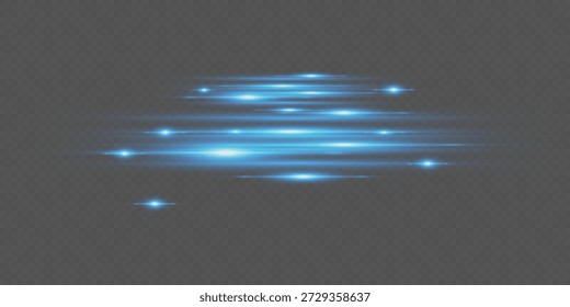 Efectos de luz de neón azul. Sobre un fondo transparente.