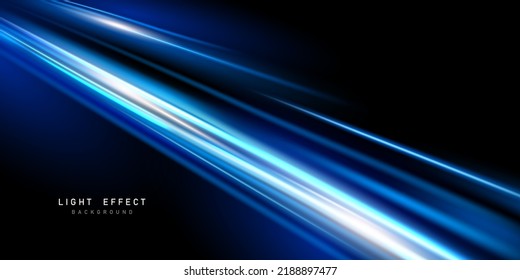 Blue neon light line design blur modern abstract vector illustration