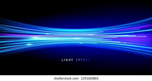 Blue neon light line design blur modern abstract vector illustration