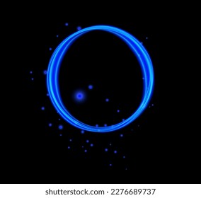 Blue Neon Light Shining Circle