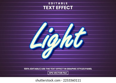 Blue neon light text style, editable text effect template vector illustration